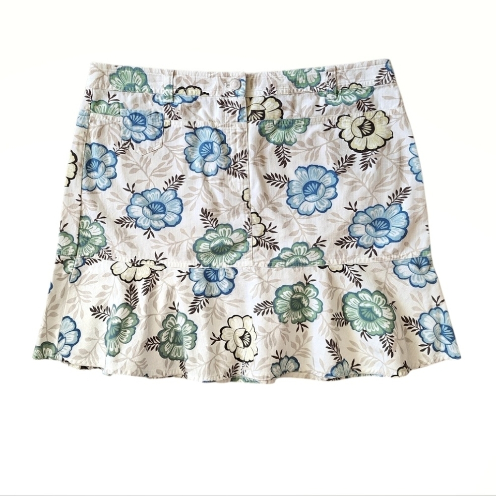 Ann Taylor Loft Floral Cotton Ruffle Skirt Whimsy  Cottagecore Coquette 12
